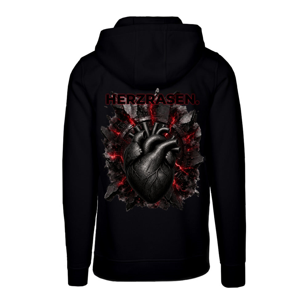HERZRASEN. Hoodie – Schwarz