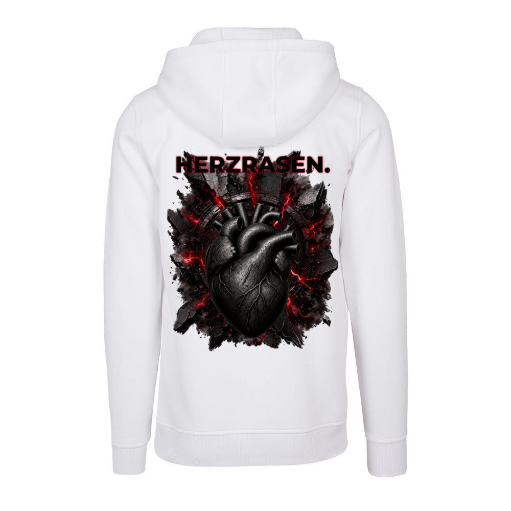 HERZRASEN. Hoodie – Weiß