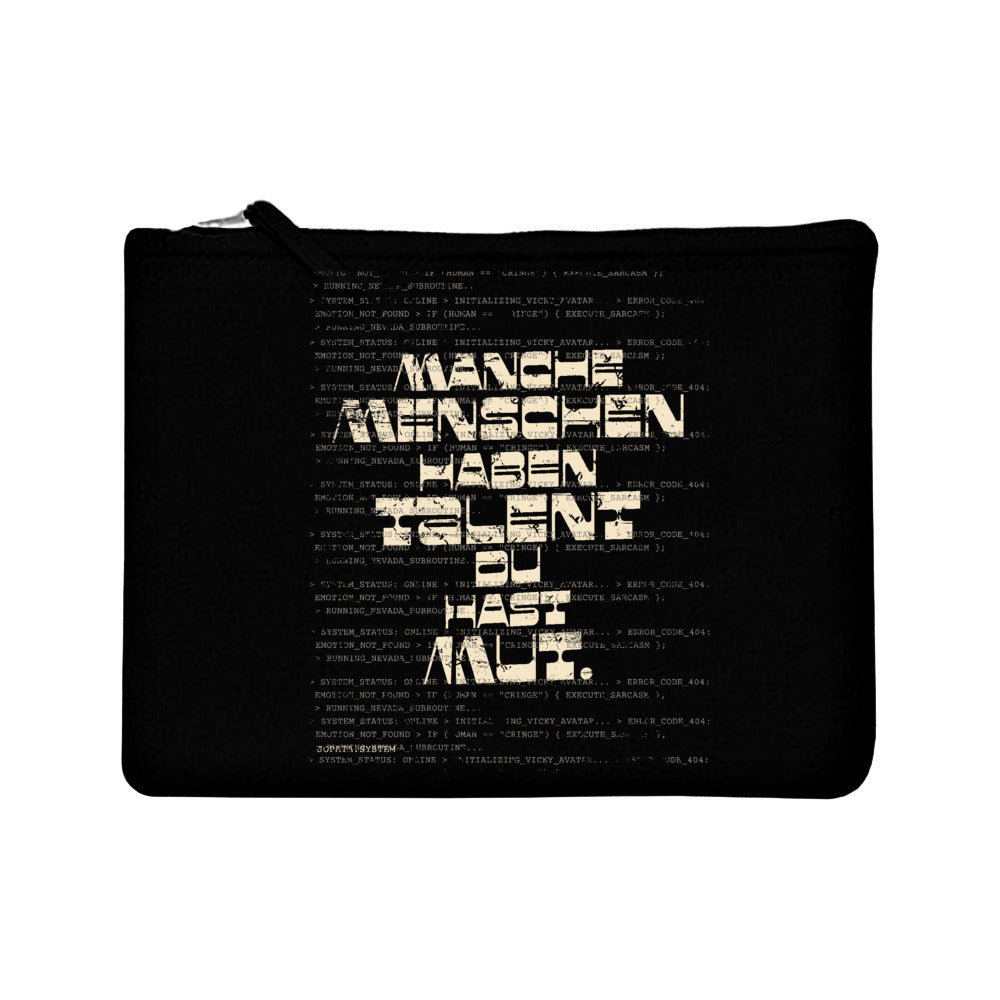 MUT. Canvas Pouch Schwarz – schwarze Canvas Pouch mit MUT.-Statement, Produktansicht