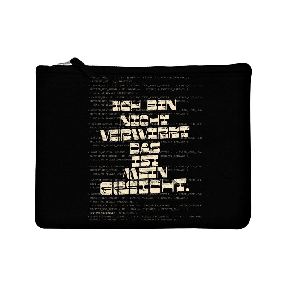 GESICHT. Canvas Pouch Schwarz – schwarze Canvas Pouch mit GESICHT.-Statement, Produktansicht