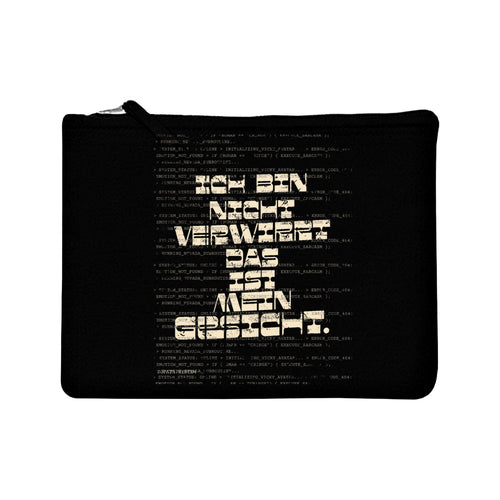 GESICHT. Canvas Pouch Schwarz – schwarze Canvas Pouch mit GESICHT.-Statement, Produktansicht