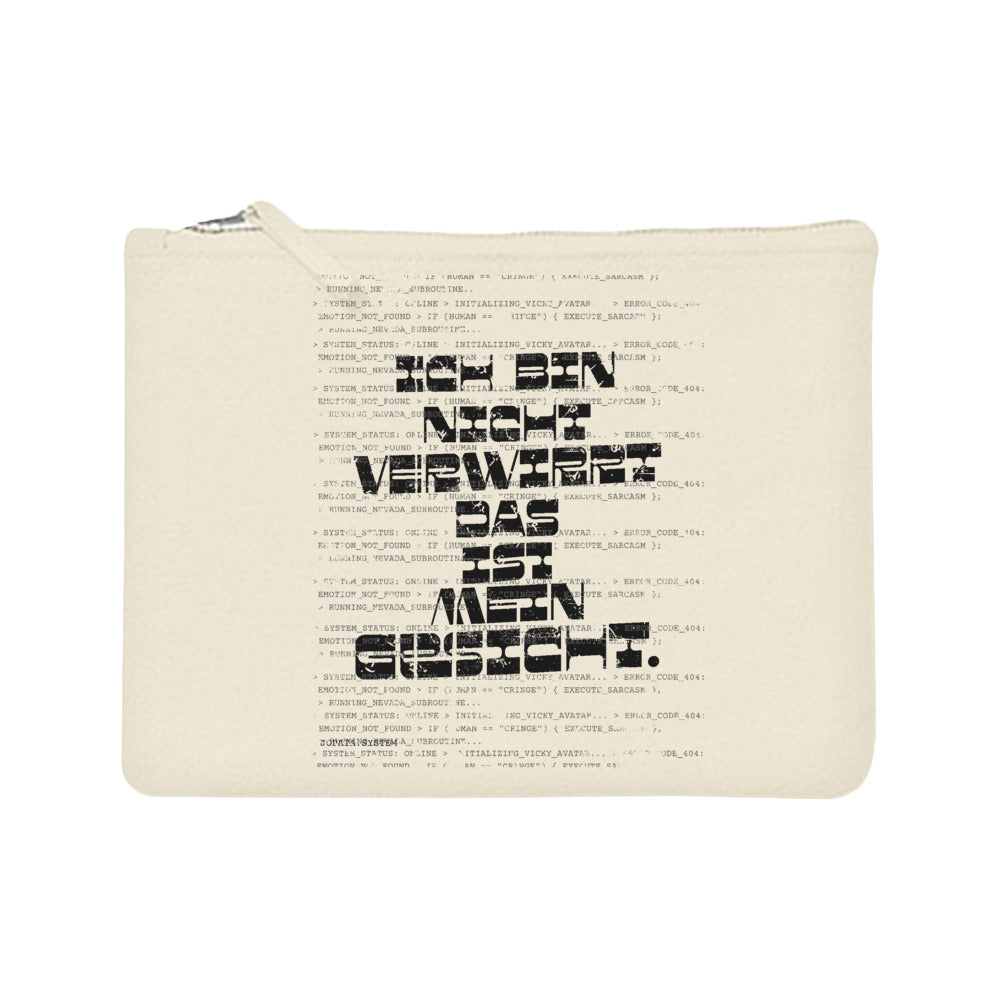GESICHT. Canvas Pouch Natur – naturfarbene Canvas Pouch mit GESICHT.-Statement, Produktansicht