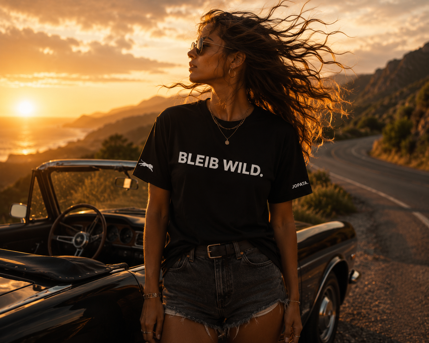 Unisex T-Shirt BLEIB WILD. schwarz