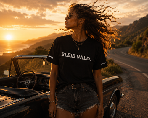 Unisex T-Shirt BLEIB WILD. schwarz