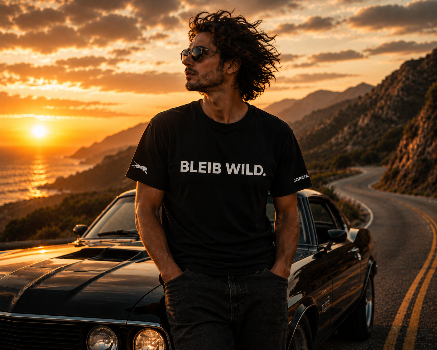 Unisex T-Shirt BLEIB WILD. schwarz