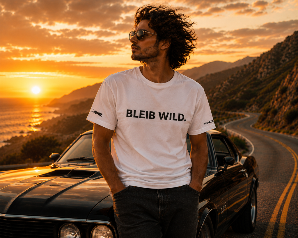 Unisex T-Shirt BLEIB WILD. weiß