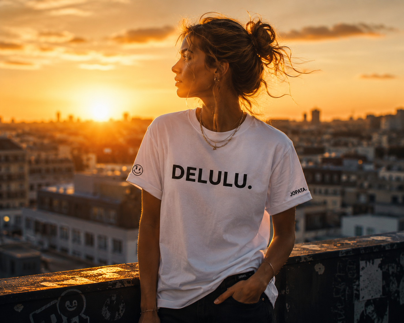 Unisex T-Shirt DELULU. weiß