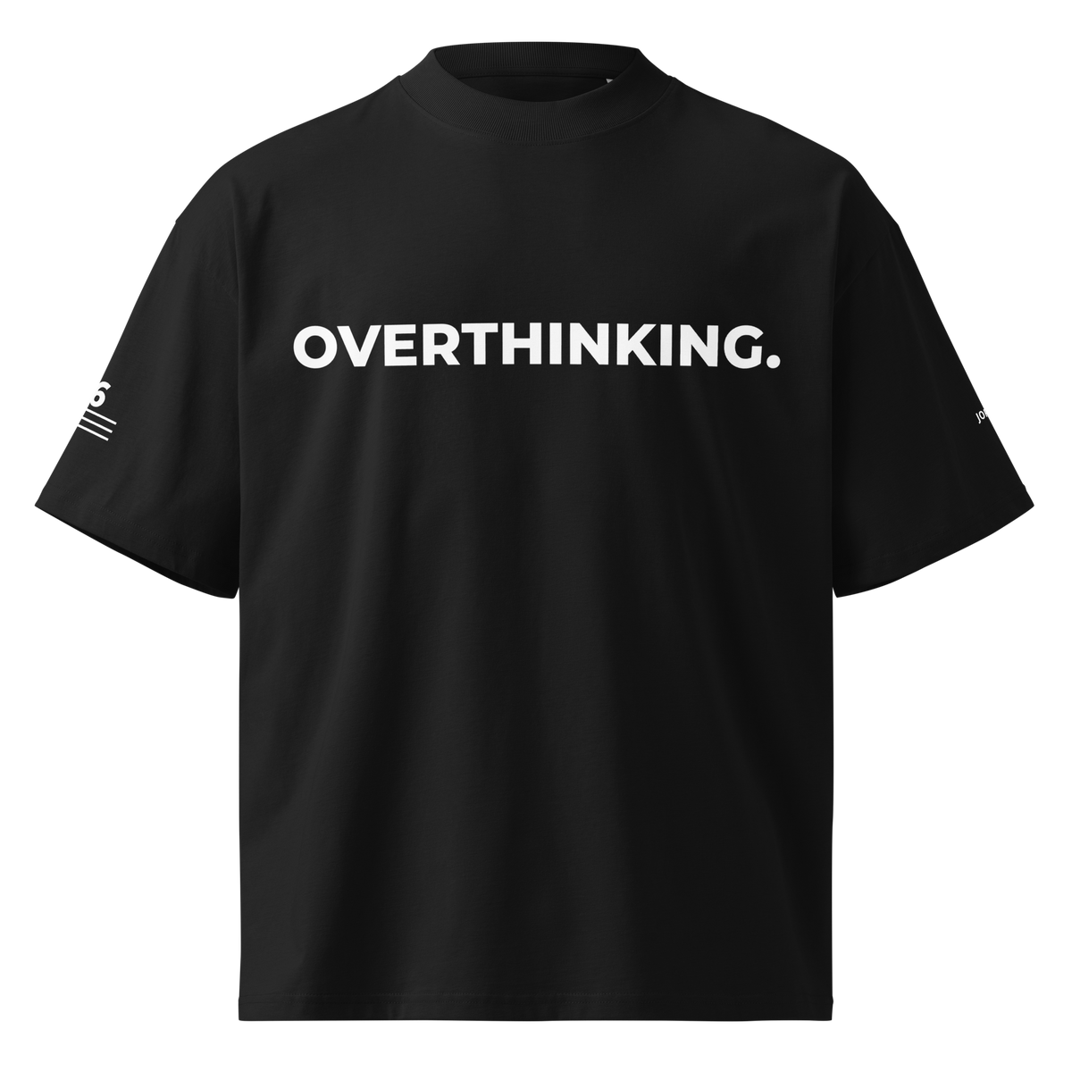 T-Shirt OVERTHINKING. schwarz – Frontansicht
