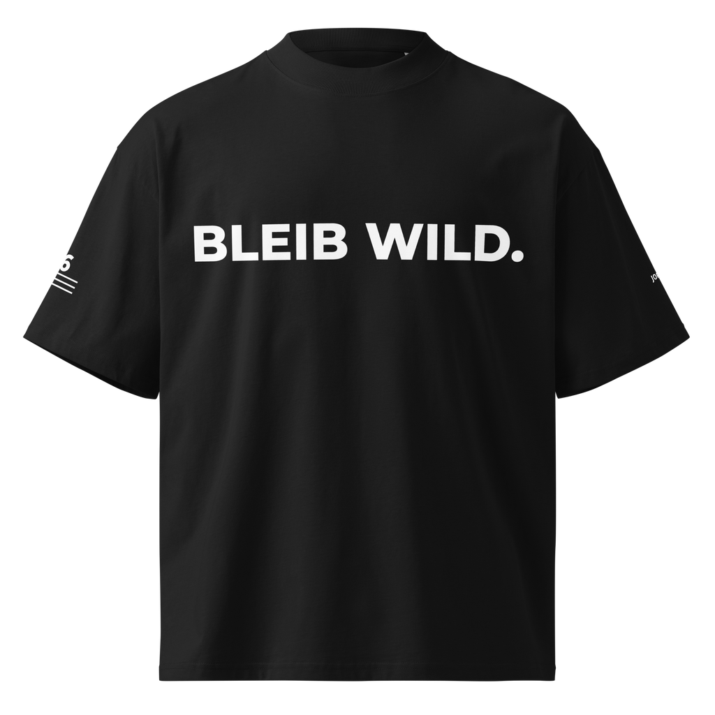T-Shirt BLEIB WILD. schwarz – Frontansicht