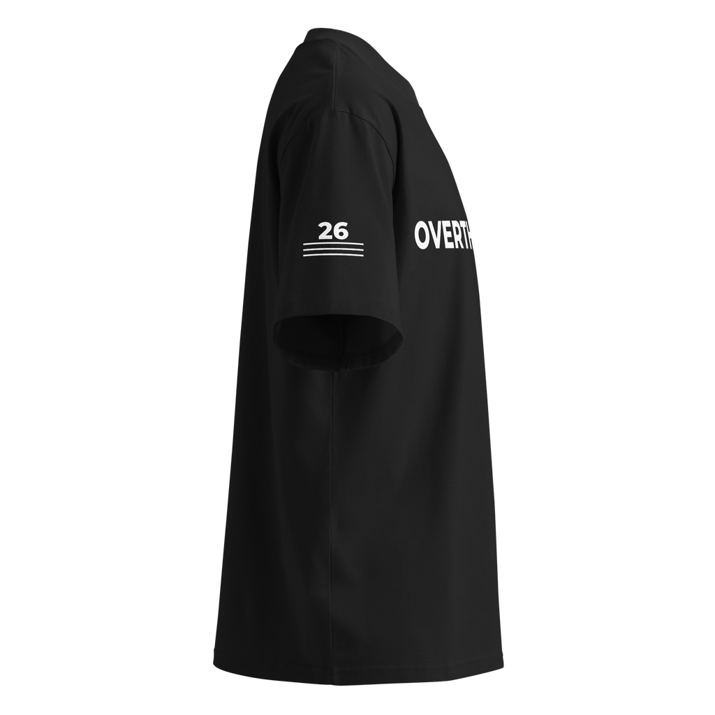 T-Shirt OVERTHINKING. schwarz – Detailansicht rechts 
