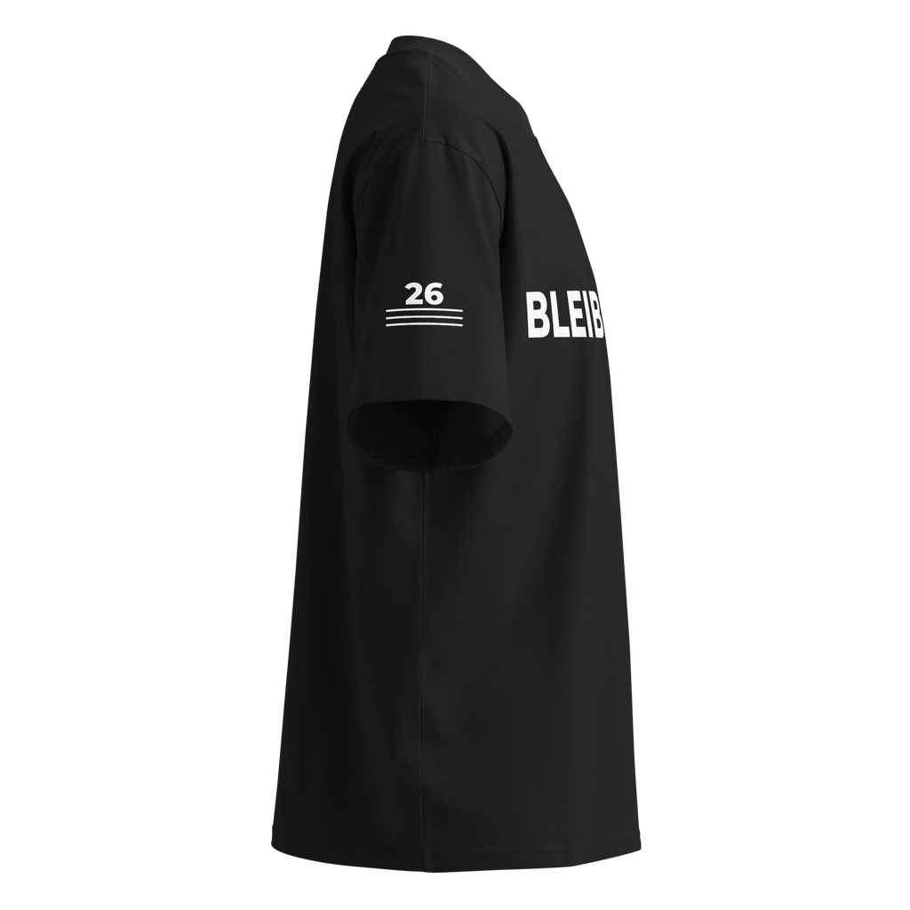 T-Shirt BLEIB WILD. schwarz – Detailansicht rechts