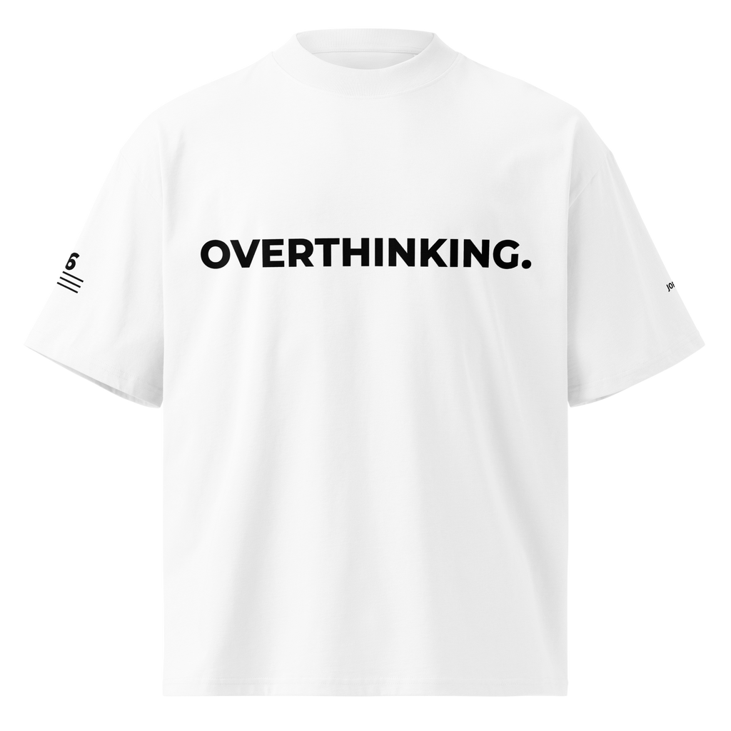 T-Shirt OVERTHINKING. weiss – Fronansicht