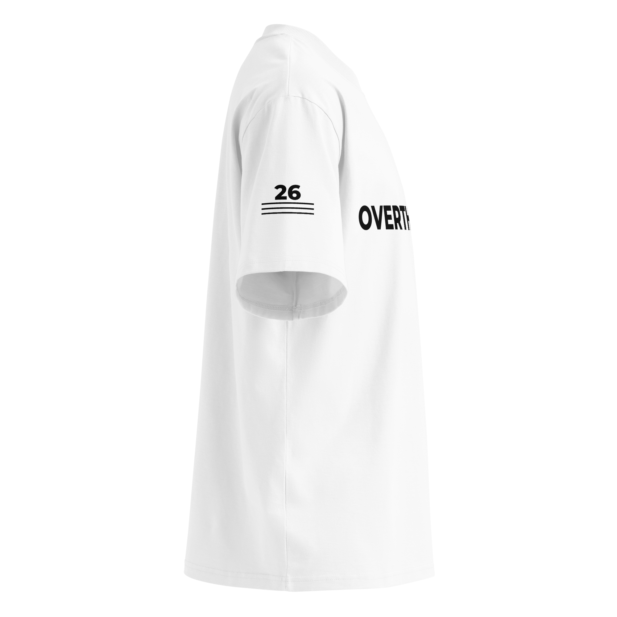 T-Shirt OVERTHINKING. weiss – Detailansicht rechts 