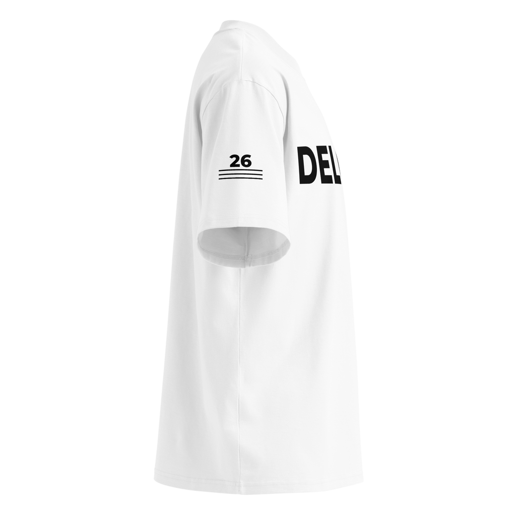 T-Shirt DELULU. weiss – Detailansicht rechts