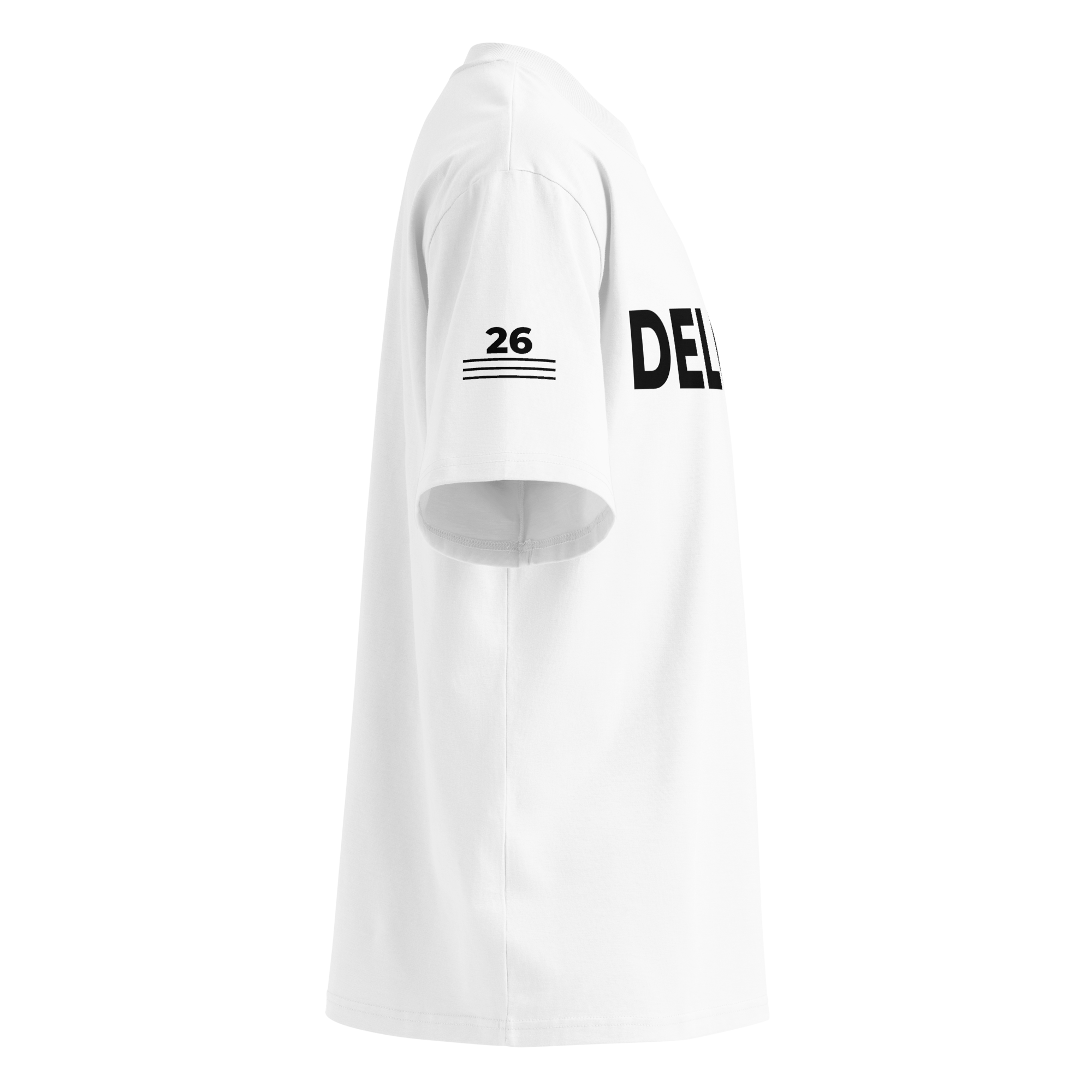 T-Shirt DELULU. weiss – Detailansicht rechts