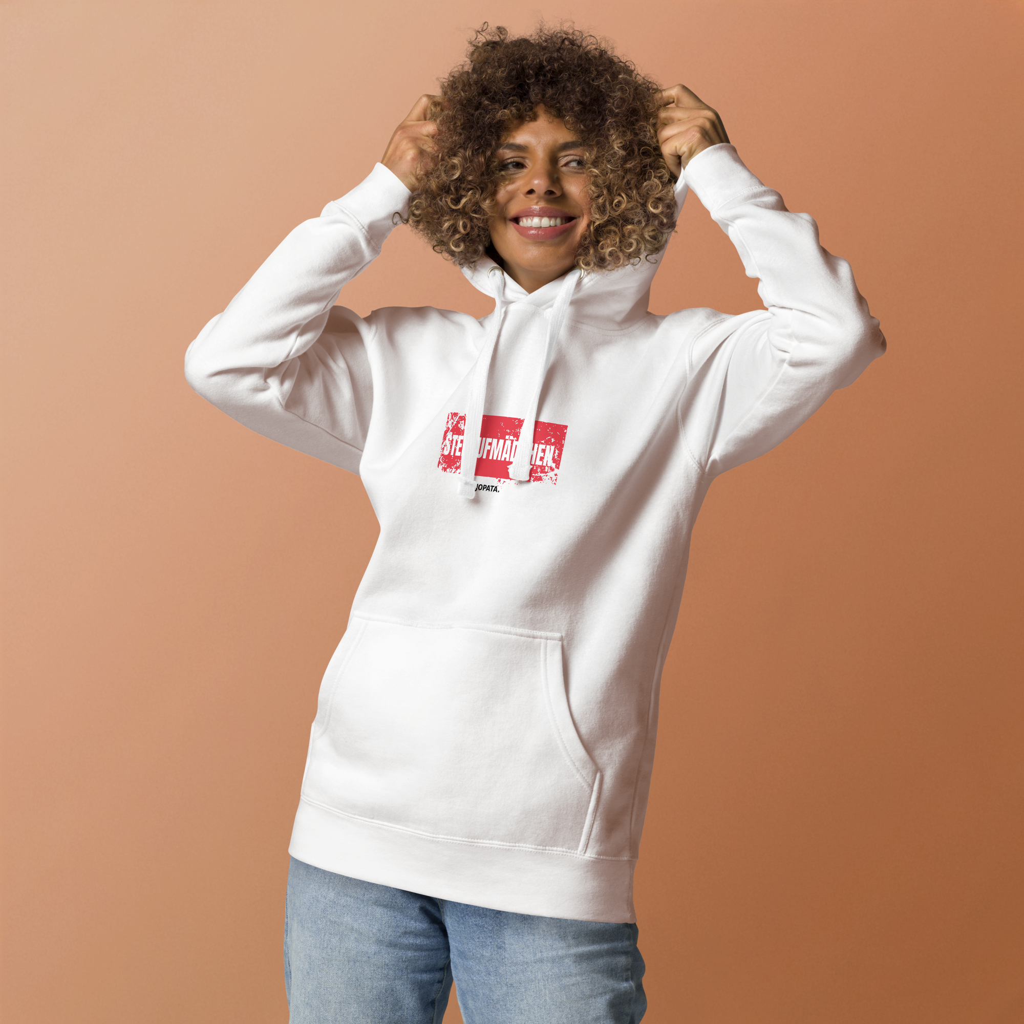 Damen Hoodie STEHAUFMÄDCHEN weiss
