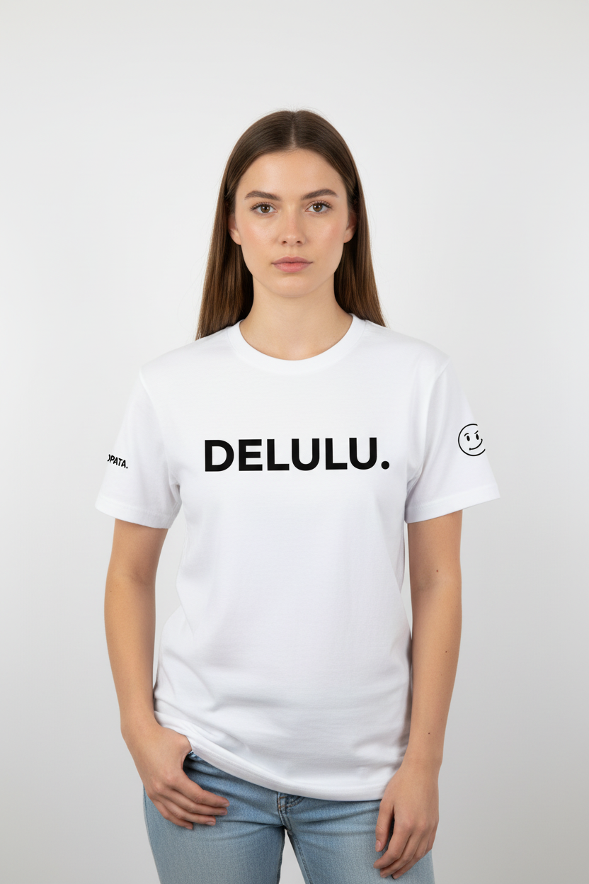 Unisex T-Shirt DELULU. weiß
