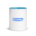 Tasse WEITERMACHEN – weiss blau Keramiktasse mit Motivationsspruch
